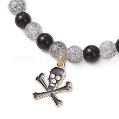 2 Stück 2 Farben Halloween-Thema Totenkopf Legierung Emaille Charm Armbänder&nbsp;BJEW-JB12121