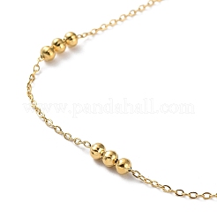 304 Edelstahl-Gliederkettenarmbänder mit runden Perlen für Damen&nbsp;LS-BJEW-D033-01G
