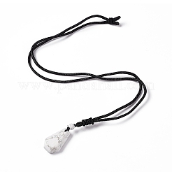 Collier pendentif hexagonal en howlite naturelle avec cordon en nylon&nbsp;NJEW-G094-A09