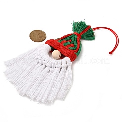 Décorations de pendentif de Noël en fil de coton macramé tissé à la main en forme de Père Noël&nbsp;HJEW-JM02455-04