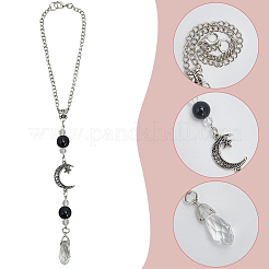 Pendentifs décoratifs en obsidienne naturelle et alliage&nbsp;HJEW-WH20009-03B