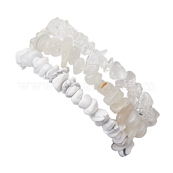 Set di braccialetti elasticizzati con perline in cristallo di quarzo naturale da 3 pezzo&nbsp;BJEW-JB10857
