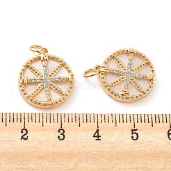 Flache runde Anhänger aus Messing mit Mikropavé und klaren kubischen Zirkonia&nbsp;KK-Q806-03G