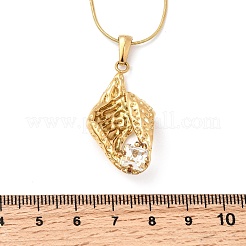 Colliers pendentifs en forme de feuille en acier inoxydable 304 avec verre transparent&nbsp;NJEW-G184-06G