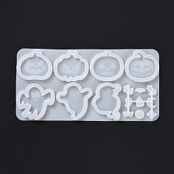 Stampi per statue in silicone fai-da-te con zucca jack-o'-lantern e fantasmi e riempimento&nbsp;DIY-D060-06