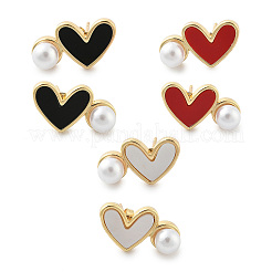 Aretes de latón con forma de corazón&nbsp;EJEW-C141-01G