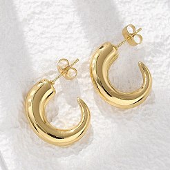 Orecchini a bottone in acciaio inossidabile 304&nbsp;EJEW-L296-001G-01
