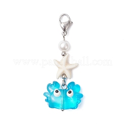 Décorations suspendues en turquoise synthétique et en lampwork fait main en forme de crabe&nbsp;HJEW-TA00429