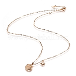 Colliers à pendentif double lettre en laiton micro pavé clair zircone cubique&nbsp;NJEW-Z010-23