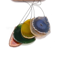 Windspiel-Anhänger aus Holz und natürlichem Achat&nbsp;HJEW-H054-05