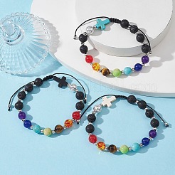 Braccialetto da donna con perline intrecciate a croce in pietre miste naturali e sintetiche&nbsp;BJEW-JB09647