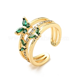 Anello a polsino aperto con farfalla in zirconi cubici&nbsp;RJEW-E046-18G