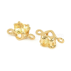Breloques connecteurs en forme de cœur en laiton pavé de zirconiums cubiques&nbsp;KK-P347-02G