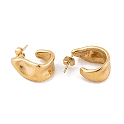 Pendientes de botón de acero inoxidable 304 con diseño geométrico ondulado para mujer&nbsp;EJEW-E311-01G