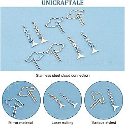 8 pièce 4 styles 201 breloques de connecteur en acier inoxydable&nbsp;STAS-UN0039-24