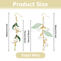 2 paire de boucles d'oreilles pendantes en forme de fleur en acier inoxydable 304&nbsp;EJEW-HS00008