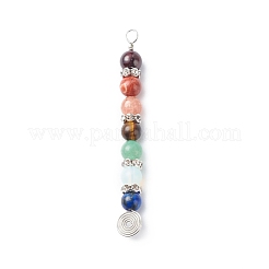 7 Chakra gemischter Edelstein-Kupferdraht umwickelt große Anhänger&nbsp;PALLOY-JF01899-02