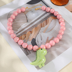 Collana da donna con ciondolo a forma di dinosauro in resina&nbsp;WG6D99C-01