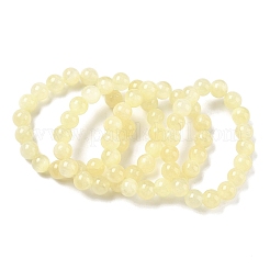 Natürliche goldene Seiden-Jade-Rundperlen-Stretcharmbänder für Damen&nbsp;BJEW-F535-01D