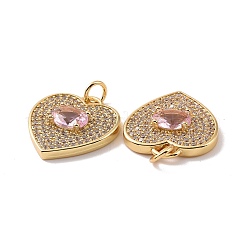 Pendentifs de cœur en laiton avec zircone cubique de micro pave&nbsp;KK-G435-01G-07