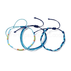 Set di braccialetti di perline intrecciati in plastica a 3 pezzi&nbsp;BJEW-B065-08C