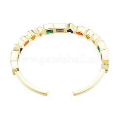 Bracelet manchette géométrique en zircone cubique&nbsp;BJEW-N012-044
