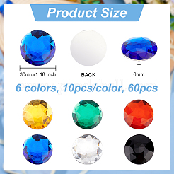 60 Stück 6 Farben flache Rückseite Acryl-Strass-Cabochons&nbsp;OACR-OC0001-16A
