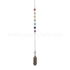 Pendules de radiesthésie pointus en pierres précieuses rondes synthétiques et naturelles mélangées&nbsp;PALLOY-JF02455-02