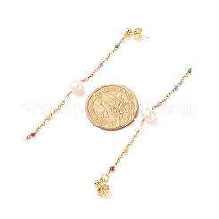 Boucles d'oreilles pendantes à longue chaîne en perles naturelles pour femmes&nbsp;EJEW-JE04820