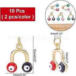10 pièces 5 couleurs pendentifs en laiton émaillé&nbsp;KK-NB0001-49G