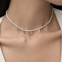 Collana con ciondolo in argento s925 con zirconi e perle d'acqua dolce&nbsp;UA8074