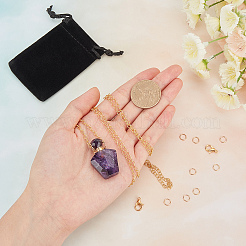 15 Stück DIY-Set zur Herstellung von Halsketten mit Anhänger aus natürlichem Amethyst mit Parfümflasche&nbsp;DIY-SC0014-86B