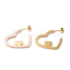 Boucles d'oreilles à tige en forme de cœur en acier inoxydable 304 avec placage ionique (IP)&nbsp;EJEW-Z028-01G