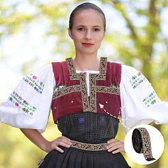 Funkelnde Polyester-Blumenstickereibänder&nbsp;SRIB-WH0011-266B