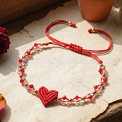 Valentinstag-Armbänder aus geflochtenen Perlen aus Messing und Glas&nbsp;XT1729-1