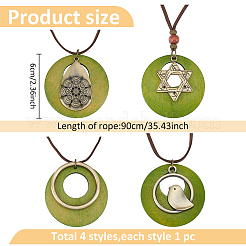 4 ensemble de colliers pendentifs en alliage de style tibétain&nbsp;NJEW-AN0001-73