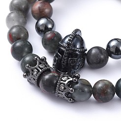 Ensembles de bracelets en perles extensibles en pierre de sang naturelle&nbsp;BJEW-JB05173-04