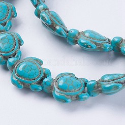 Kunsttürkisfarbenen Perlen Stränge&nbsp;G-E456-35A-15x18mm