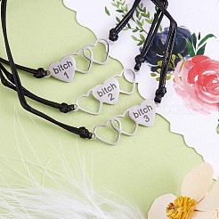3 pcs 3 style 430 en acier inoxydable coeur avec mot chienne ensemble de bracelets à maillons&nbsp;JB717A