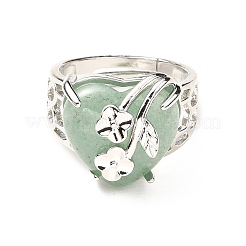 Bagues réglables en aventurine verte naturelle&nbsp;RJEW-P043-03P-15