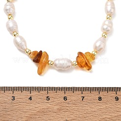 Colliers de perles d'ambre naturel et de perles de culture d'eau douce pour femmes&nbsp;NJEW-JN06665-02