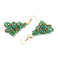 Perles de rocaille en verre boucles d'oreilles pendantes arbre de noël&nbsp;EJEW-JE04482
