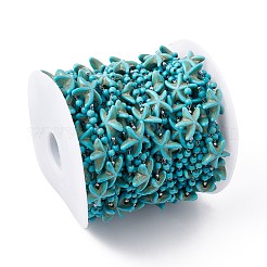 Étoile de mer turquoise synthétique faite à la main et chaînes de perles rondes&nbsp;CHS-E008-02