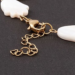 Bracelet chaîne à maillons coquillage naturel&nbsp;BJEW-C015-05G