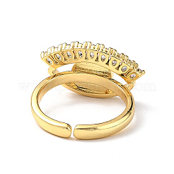 Anneau de manchette ouvert mauvais œil au chalumeau avec zircone cubique transparente&nbsp;RJEW-L104-02G-04