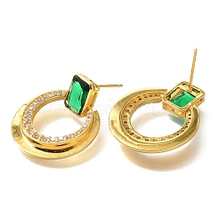 Pendientes de latón con circonitas cúbicas y vidrio&nbsp;EJEW-M048-01G