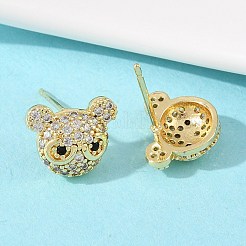 Latón micro pave aretes de circonita cúbica transparente&nbsp;EJEW-F400-26B-G