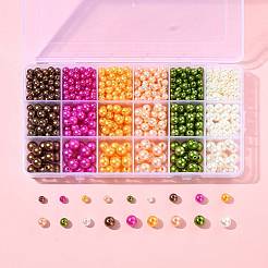 750 Stück 18 Farben sprühlackierte ABS-Kunststoff-Imitationsperlen&nbsp;OACR-FS0002-37