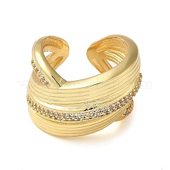Anneau de manchette ouvert en laiton micro pavé de zircone cubique&nbsp;RJEW-Q805-03G