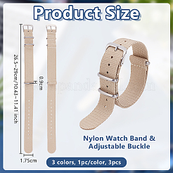 3 Stück 3 Farben Nylon-Uhrenarmbänder&nbsp;AJEW-OC0015-62